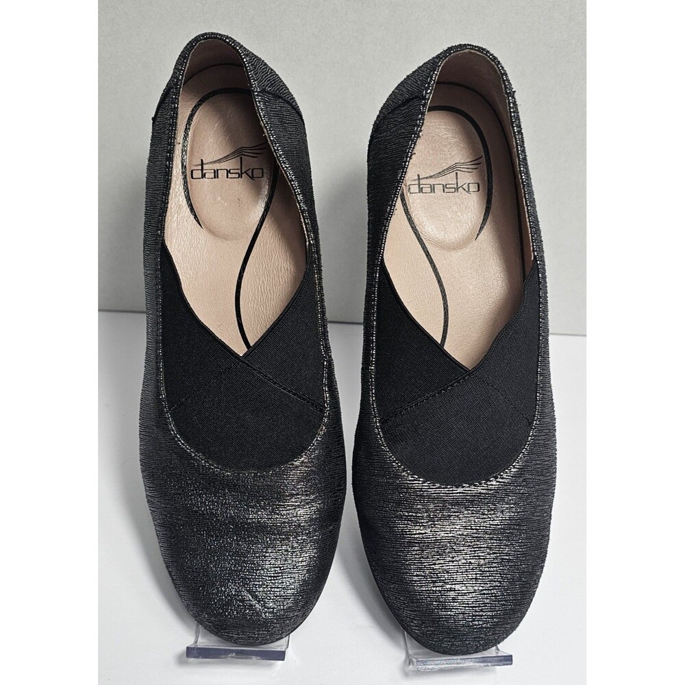 DANSKO Women's Size 39 (8.5 -9) Ann Leather Slip On Comfort Shoes Silver BLACK